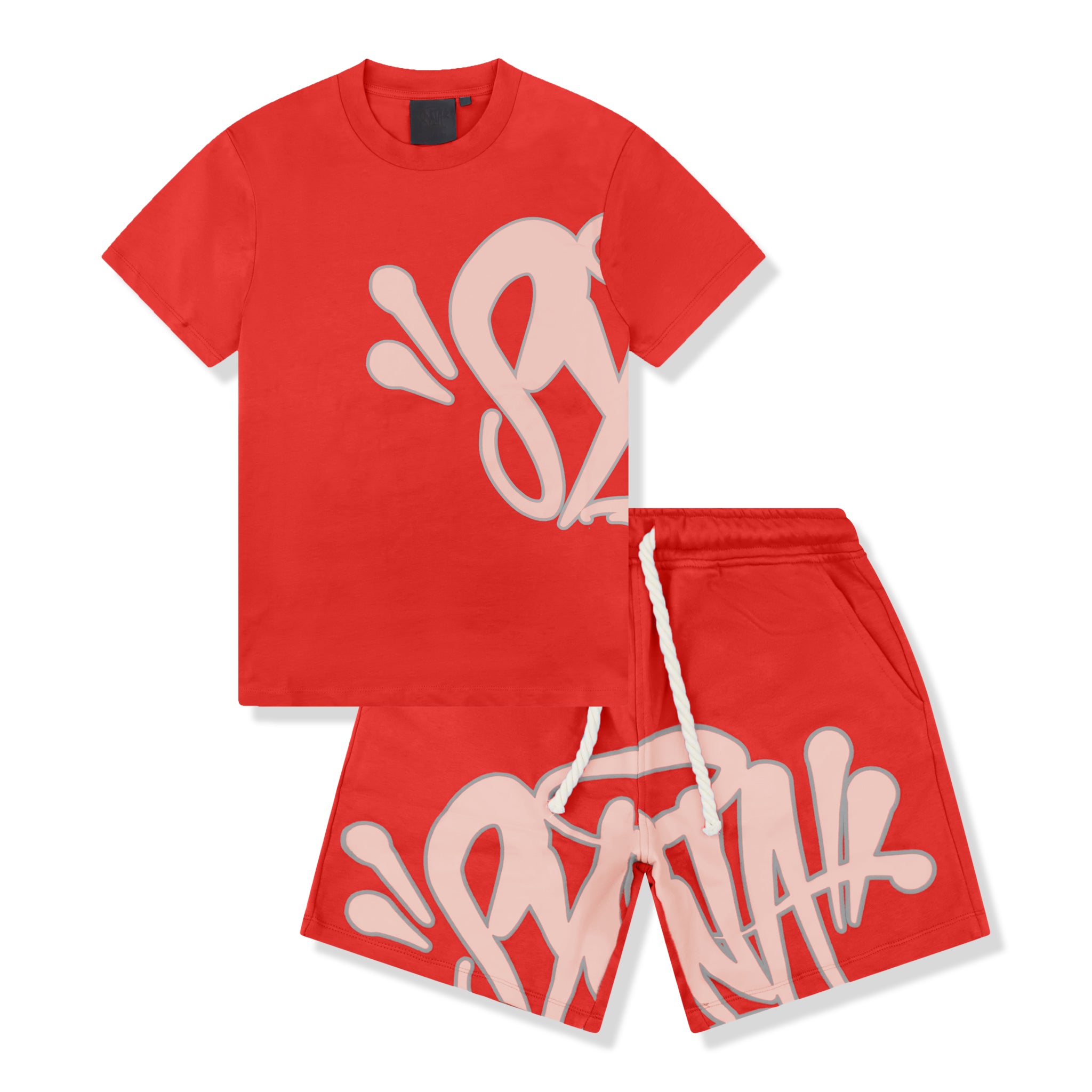 Front set view of Syna World Logo Red T-Shirt & Shorts SYNA-TEE-RED